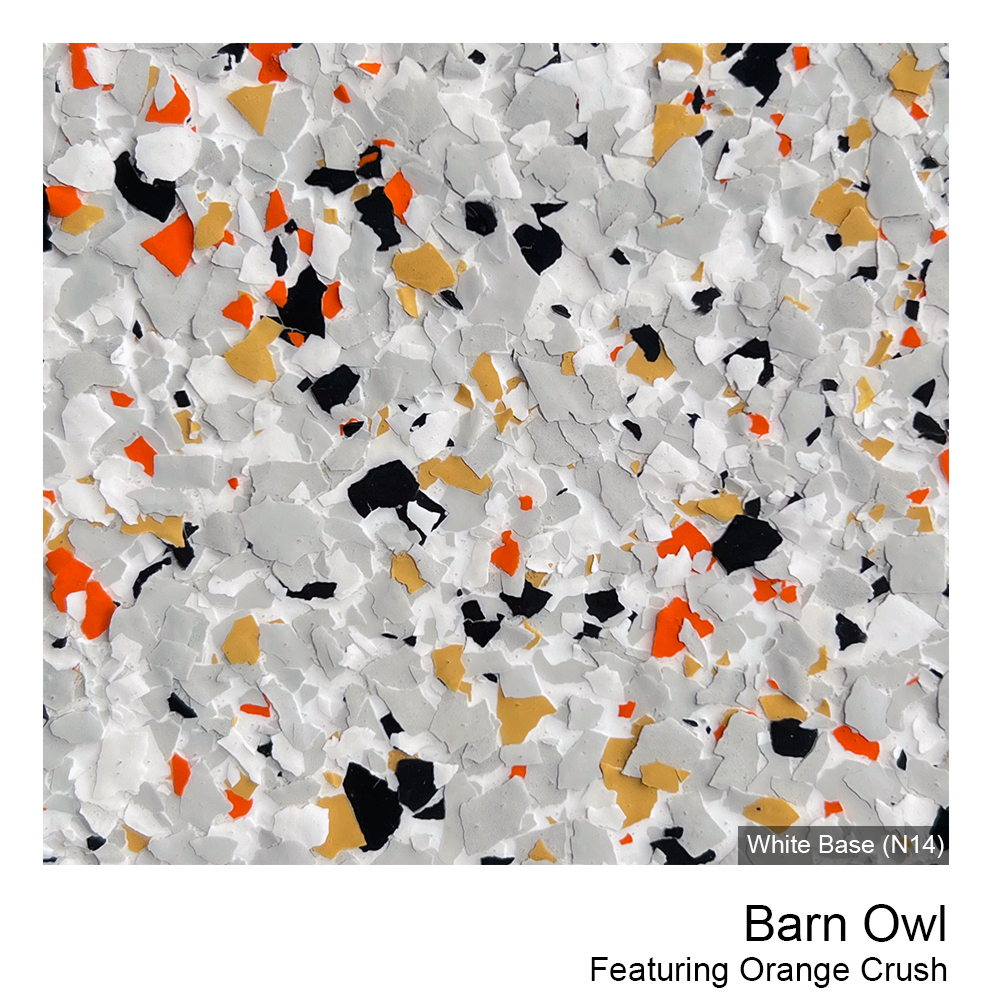 Colour Flake™ Barn Owl Orange Crush Epoxy Flooring