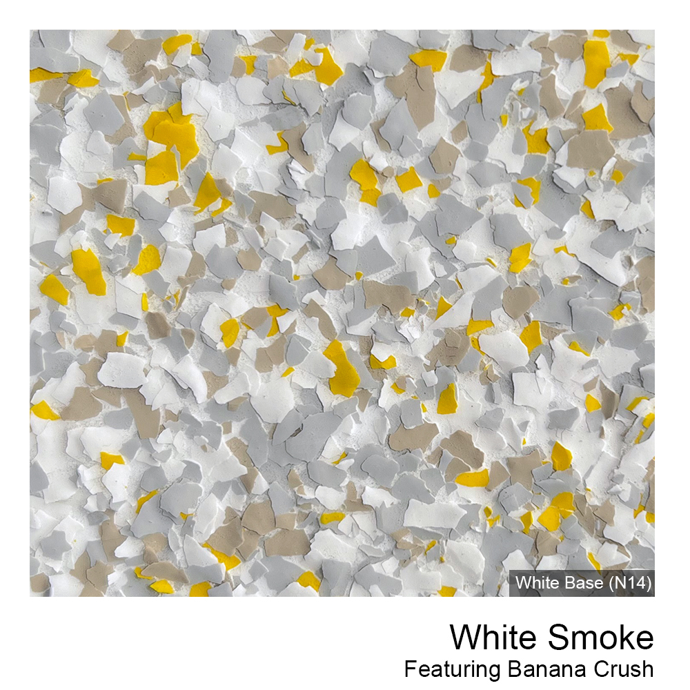 Colour Flake™ White Smoke Banana Crush Epoxy Flooring